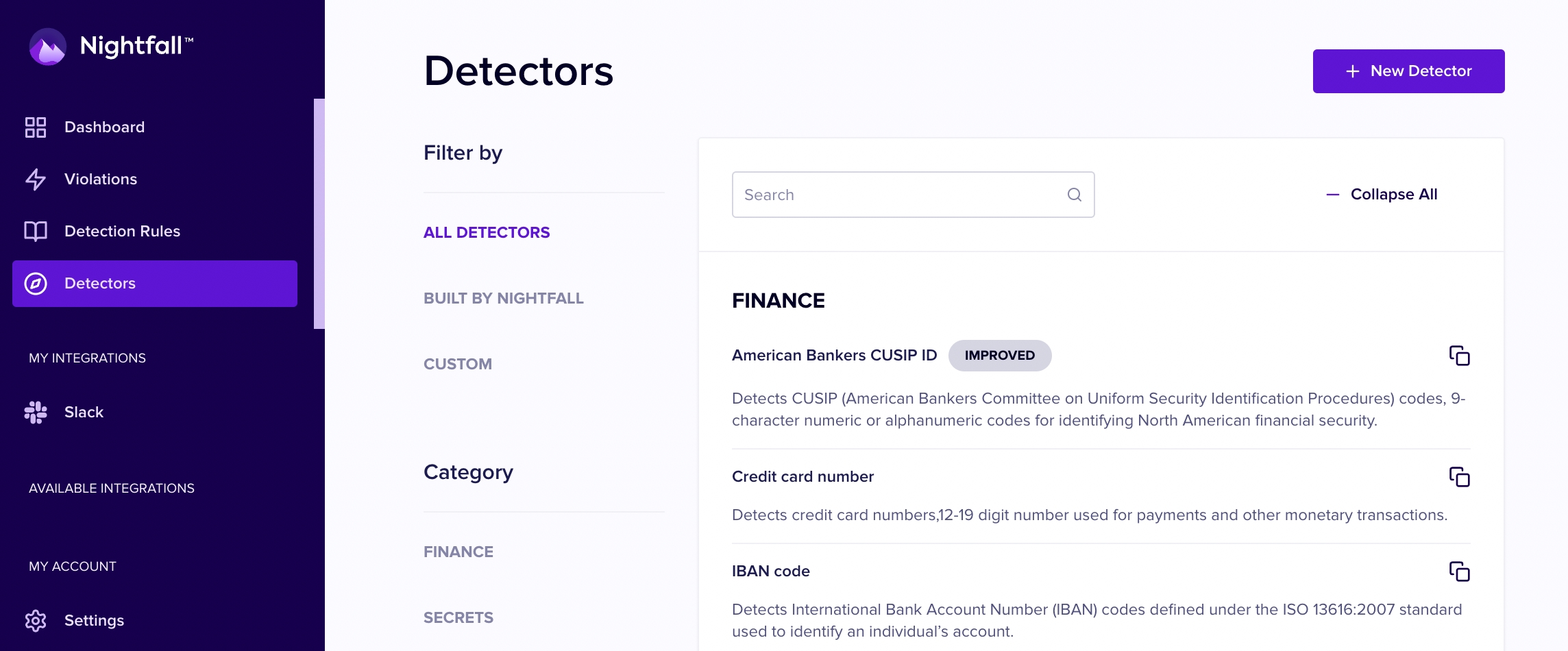 The Detector Listing